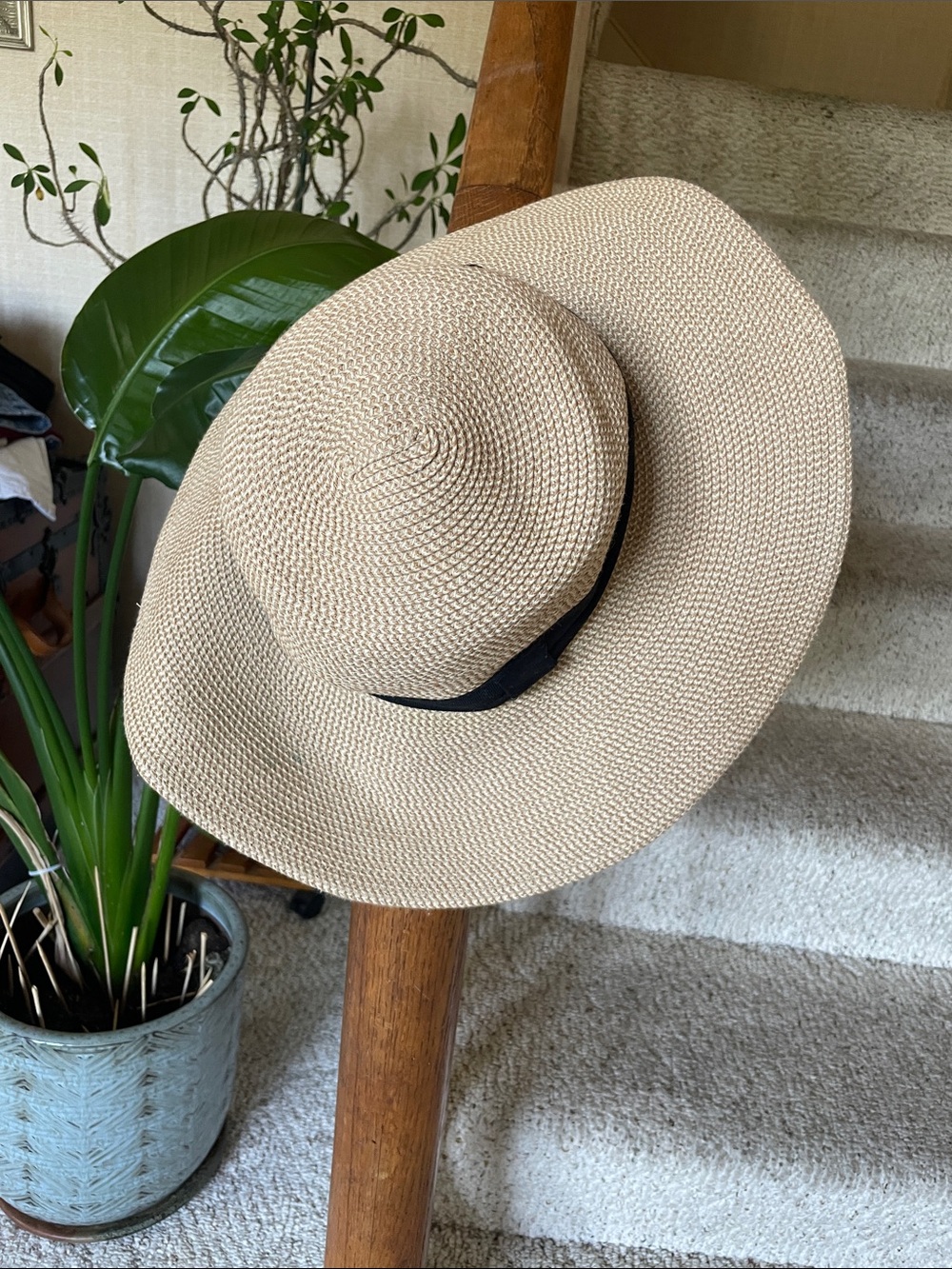 Solar Escape Straw Sun Hat with Black Band - Women's Beach Hat